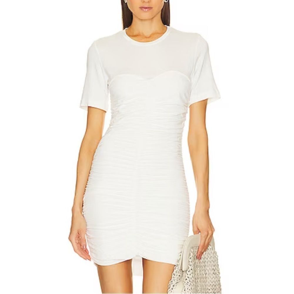 NWT Jonathan SIMKHAI Standard Jaslene Mini T Shirt Dress in White XL Revolve